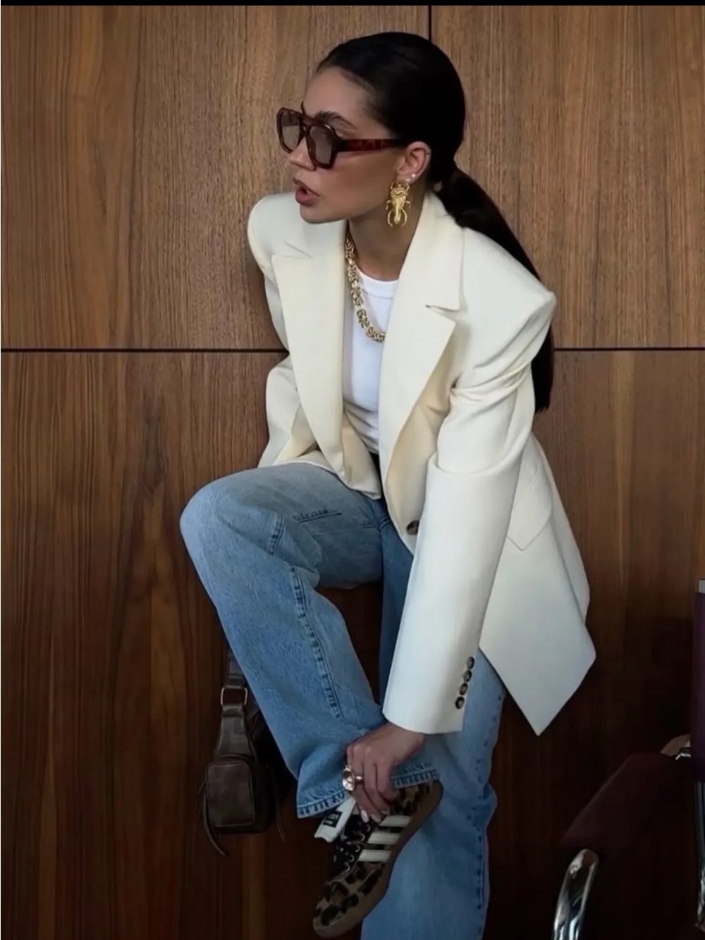 Ralph Lauren ivory wool and Satin-Trim Single-Button Blazer Made in Italy 12